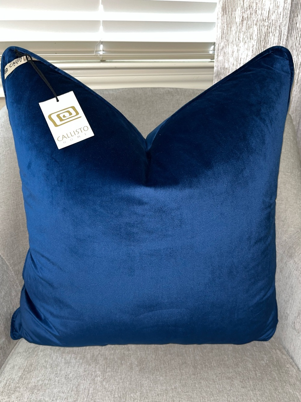 1-NWT CALLISTO HOME LUXURY BLUE VELVET DECORATIVE THROW PILLOW ( T1474F15)